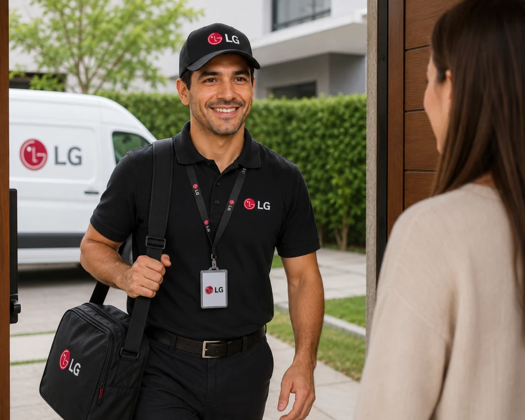 Técnico autorizado LG llegando a un domicilio en Chile