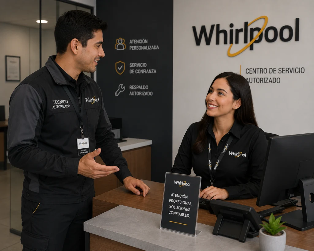 Técnico Whirlpool atendiendo centro de lavado whirlpool en Chile
